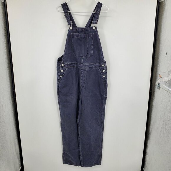 J. Crew Denim Black Wash Slouchy Boyfriend Women's Denim Jean Overalls Size XL - Picture 1 of 9